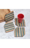 Blue and Brown Premium Wooden Coasters - Pack of 4