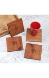 Square Shaped Brown Wooden Coasters - Pack of 4