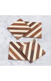 Brown and White Pattern Wooden Coasters - Pack of 4