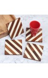 Brown and White Pattern Wooden Coasters - Pack of 4