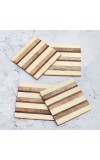 White and Brown Handmade Wooden Coasters - Pack of 4