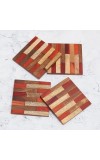 Red and Brown Wooden Coasters - Pack of 4
