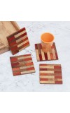 Red and Brown Wooden Coasters - Pack of 4