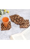 Handcrafted Brown Wooden Coasters Pack of 4