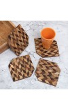 Handcrafted Brown Wooden Coasters Pack of 4