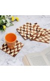 Brown Pattern Coasters Made of Wood - Pack of 4