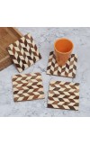 Brown Pattern Coasters Made of Wood - Pack of 4